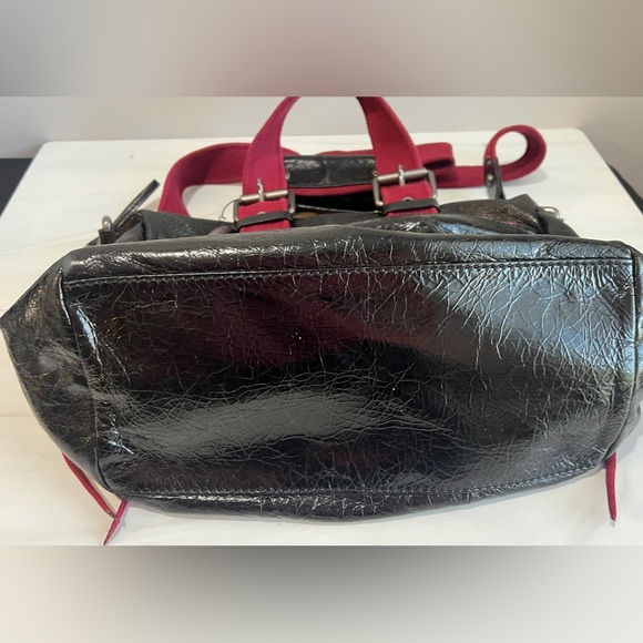 RARE FRANCESCO BIASIA BLACK RED LEATHER SHOULDER MESSENGER BAG - Picture 10 of 14